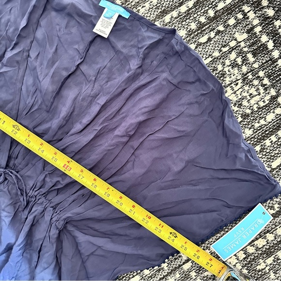 Draper James Navy Swim Sarong Coverup, Beachwear XS Kimono Drawstring V neck - Picture 7 of 11